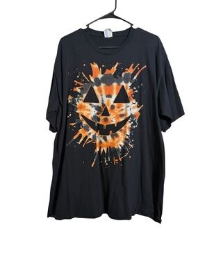 Halloween Jack-O'-Lantern Splatter Tie Dye Graphic Tee sz 3XL